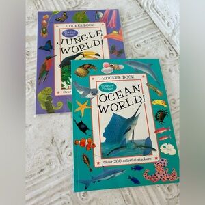 Lot of 2 - Maurice Pledger’s Ocean World & Jungle World Sticker Books
